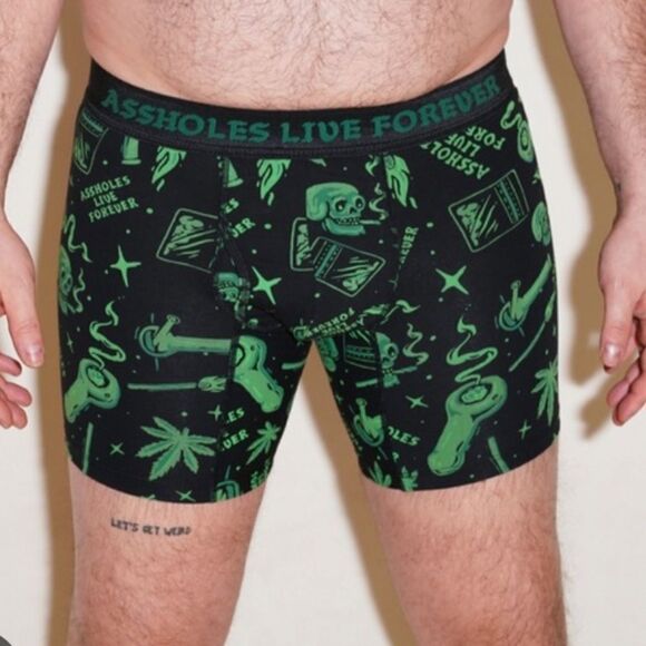 Assholes Live Forever Boxer Briefs Gr Skull/blk Snake/Wt Alf stay high NWT 3 Pk - Picture 1 of 9
